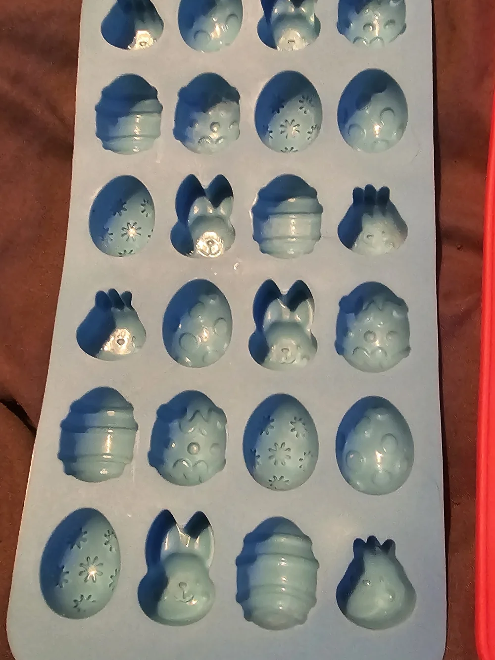 Easter Bunny & Egg Silicone Mold Duo - Light Blue & Coral